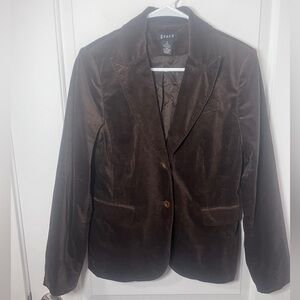 Grace Chocolate Brown Textured Cotton Blazer Size 8